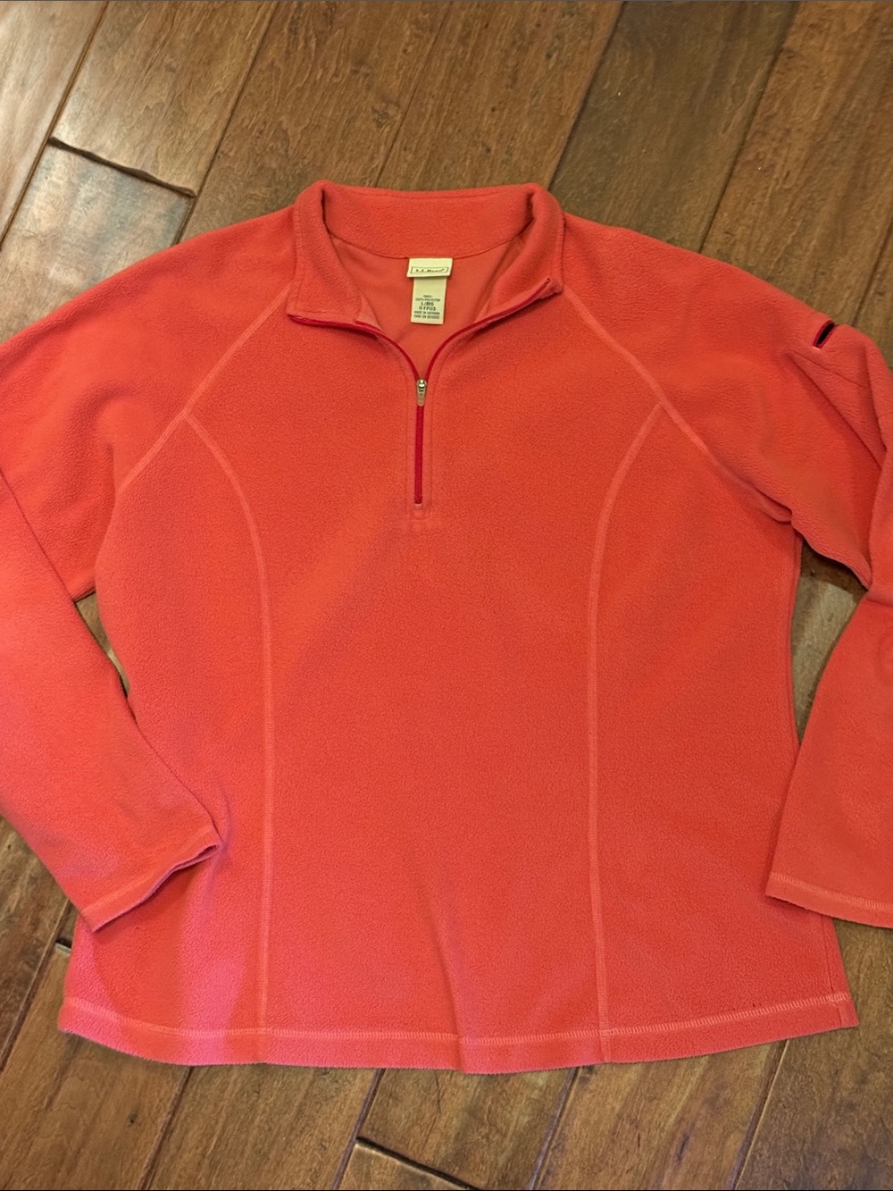L.L. Bean 1/4 Zip Mock Neck Fleece Pullover - Coral Large